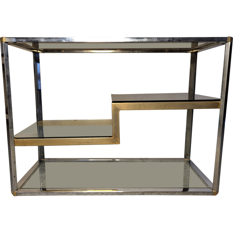 Vintage display cabinet in metal and smoked glass