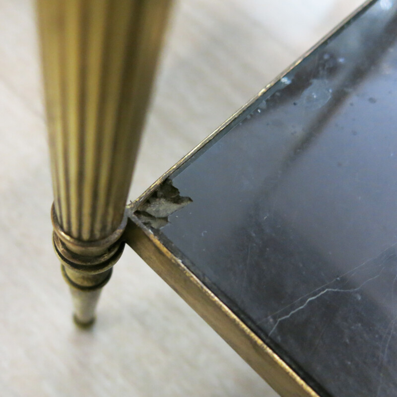 French Brass and Marble Side Table - 1960s