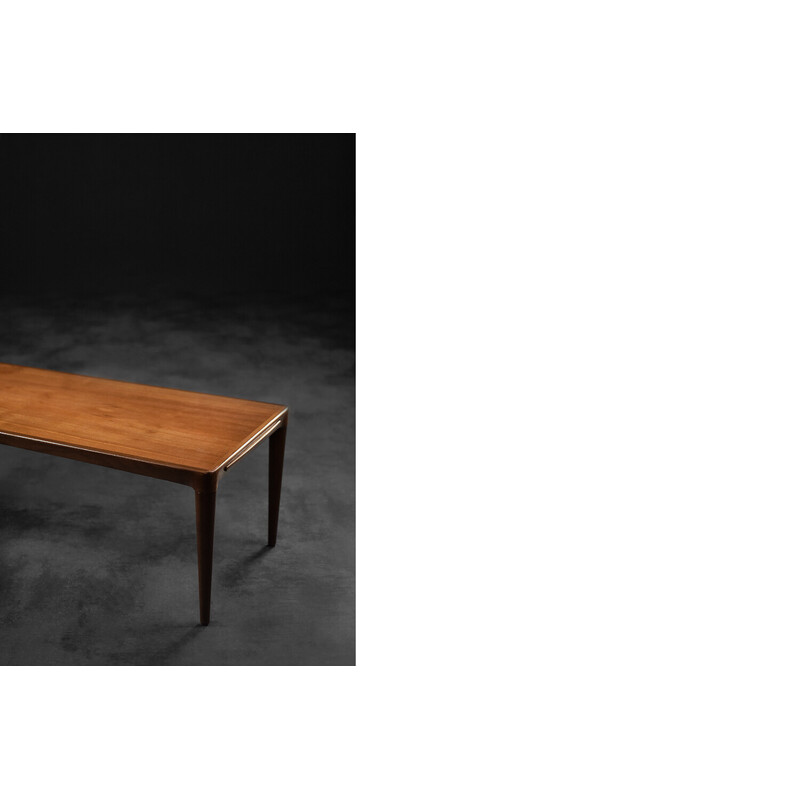 Table basse scandinave vintage en palissandre avec plateau noir coulissant, 1960