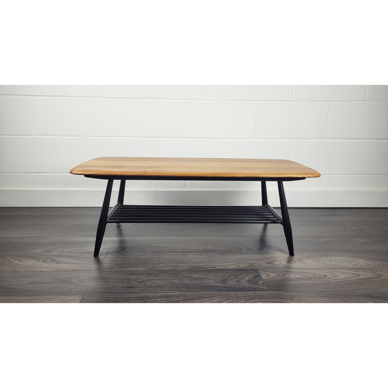 Mesa de centro vintage pata negra de Ercol, años 80