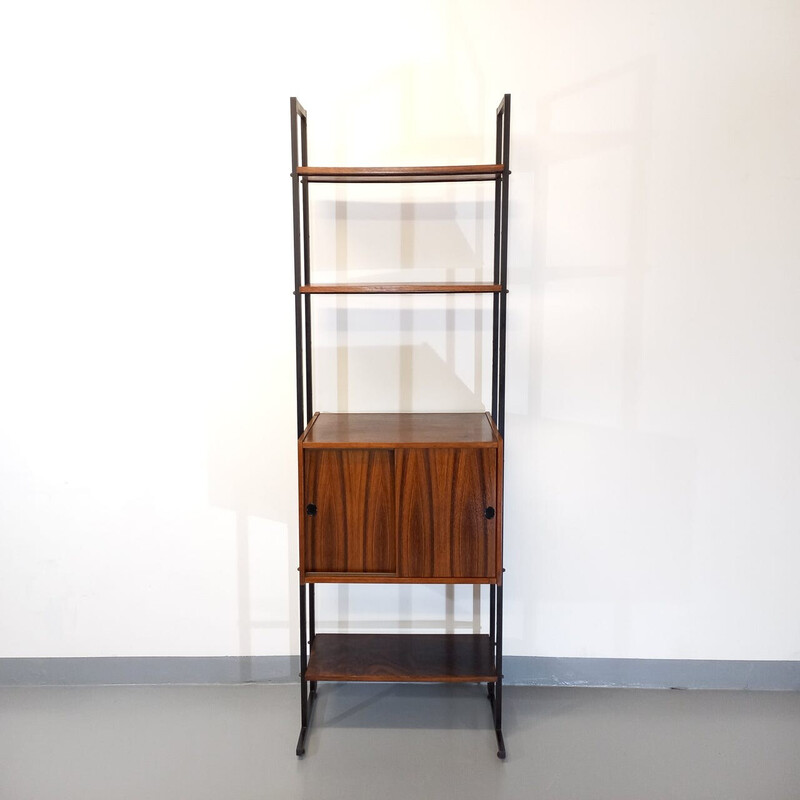 Vintage rosewood and metal bookcase, 1960