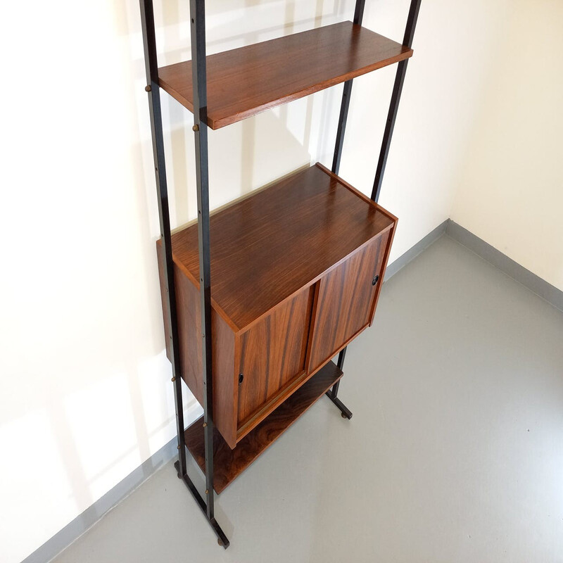 Vintage rosewood and metal bookcase, 1960