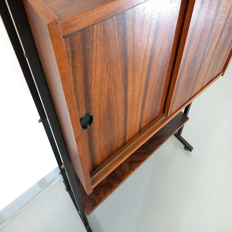 Vintage rosewood and metal bookcase, 1960