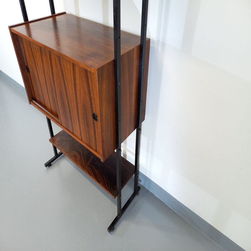 Vintage rosewood and metal bookcase, 1960