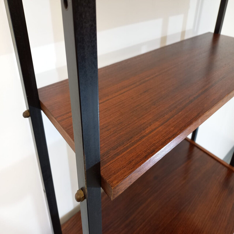 Vintage rosewood and metal bookcase, 1960