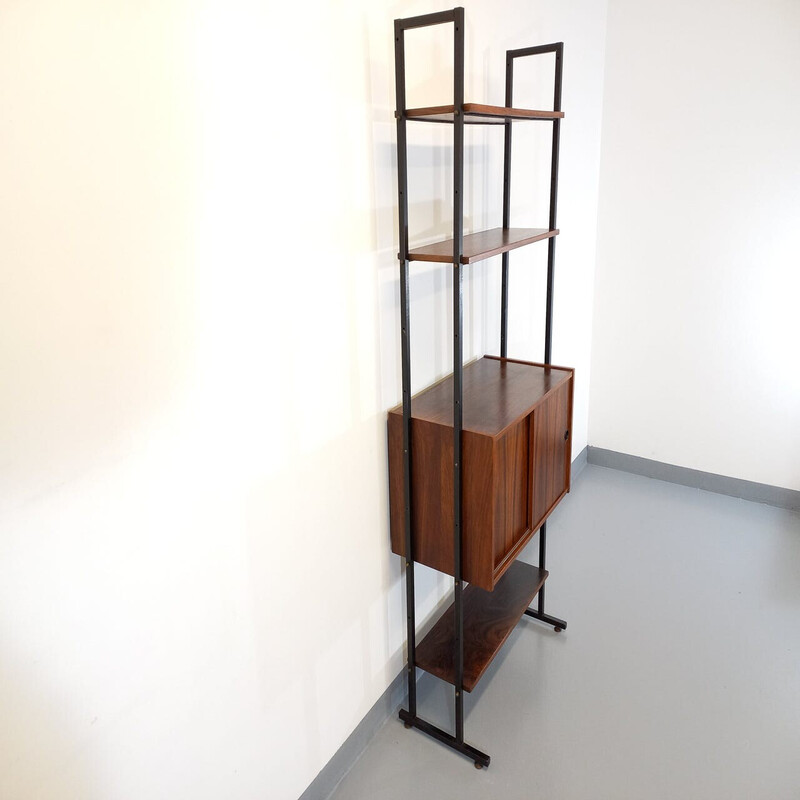 Vintage rosewood and metal bookcase, 1960