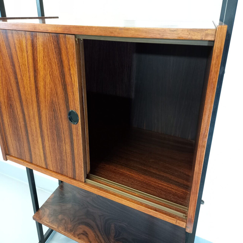 Vintage rosewood and metal bookcase, 1960