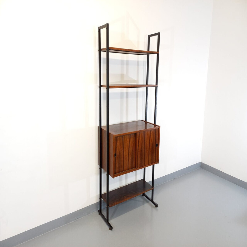 Vintage rosewood and metal bookcase, 1960