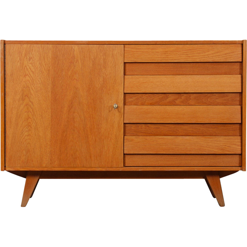 Vintage chest of drawers model U-458 in oakwood by Jiri Jiroutek, 1960