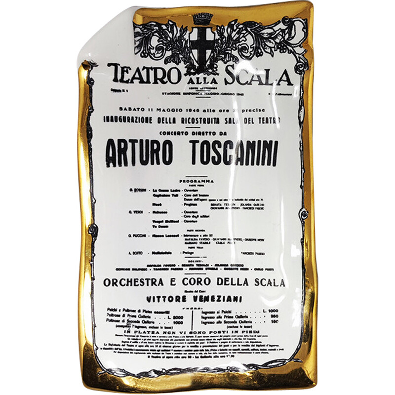 Vintage catchall em porcelana "Arturo Toscanini" de Piero Fornasetti, Itália Anos 60