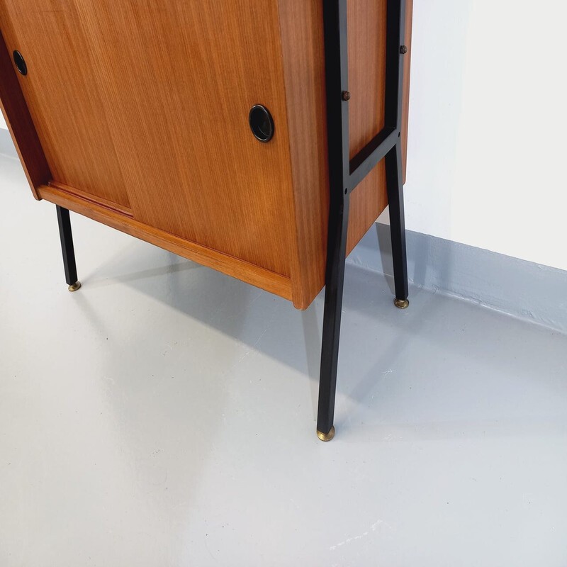 Vintage teak and metal bookcase, 1960