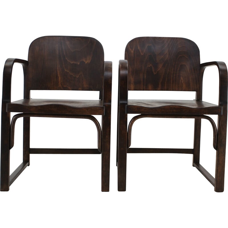 Pair of vintage Tatra beechwood armchairs, Czechoslovakia 1950s