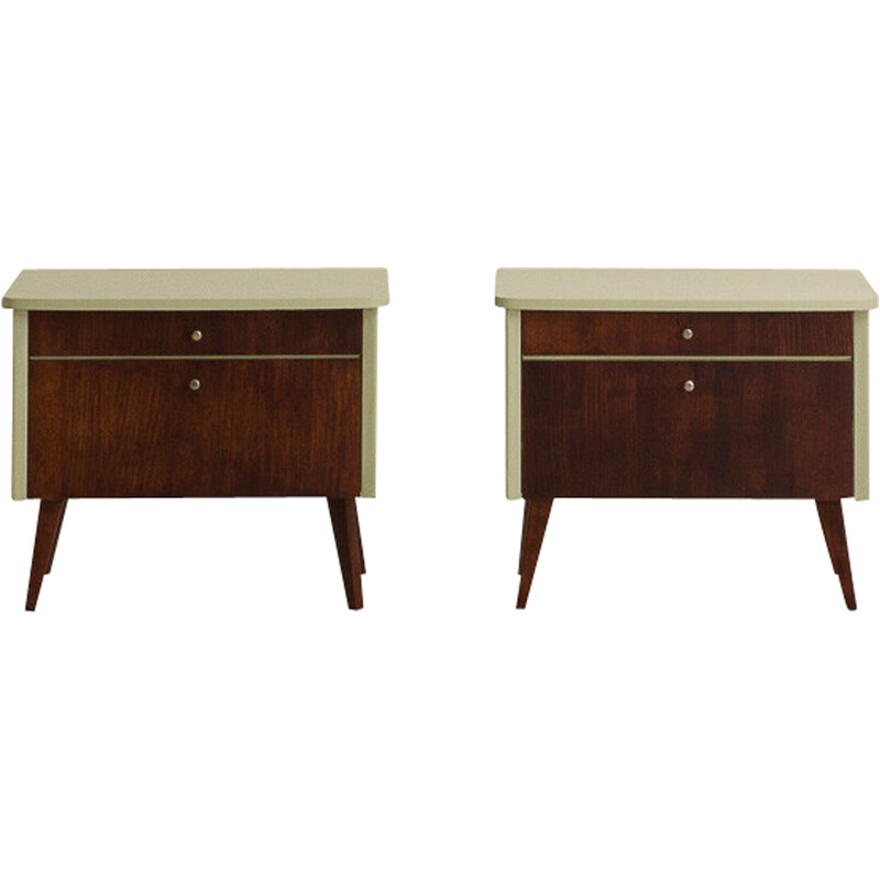 Vintage night stands in pale green on compass legs