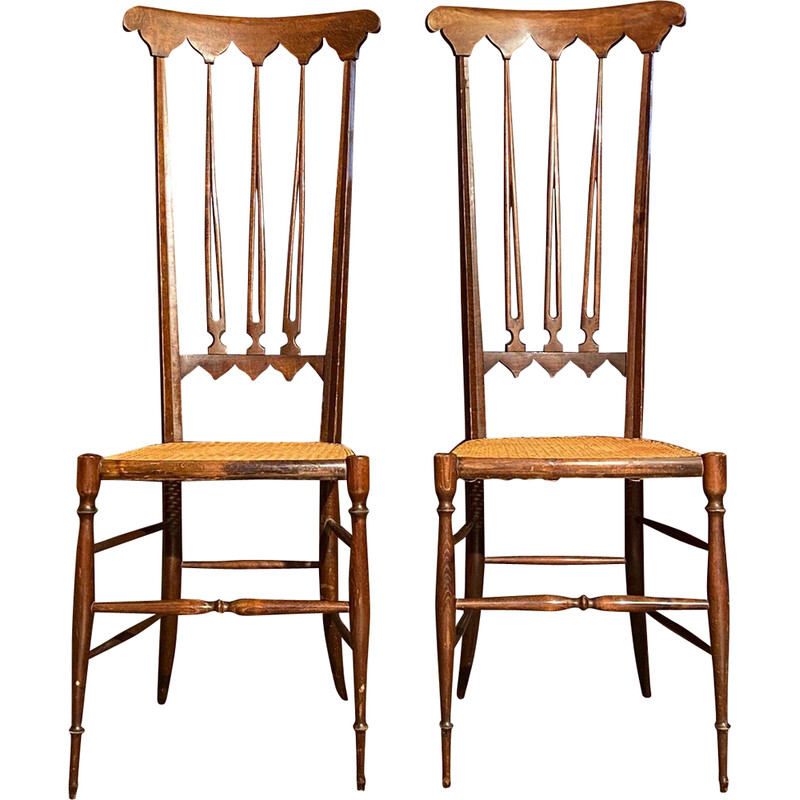 Ein Paar Vintage-Stühle mit hoher Rückenlehne, 1950