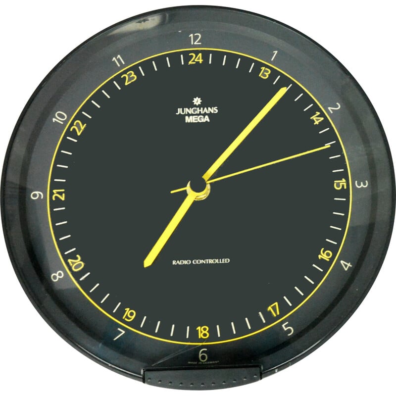 Vintage radio wall clock Mega Junghans, Germany 1980s