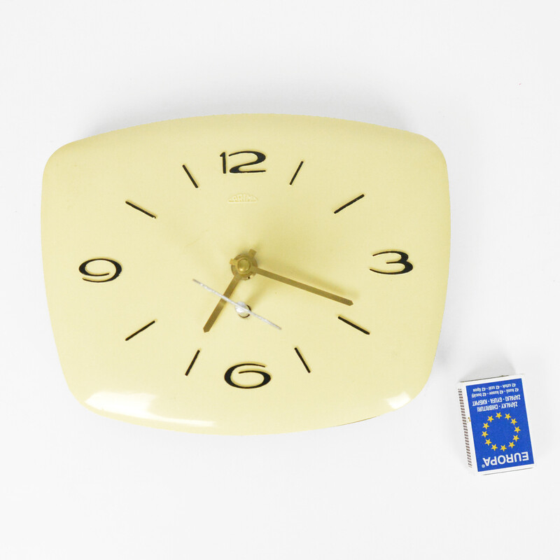 Mid-century mechanical wall clock by Prim, Czechoslovakia 1950s