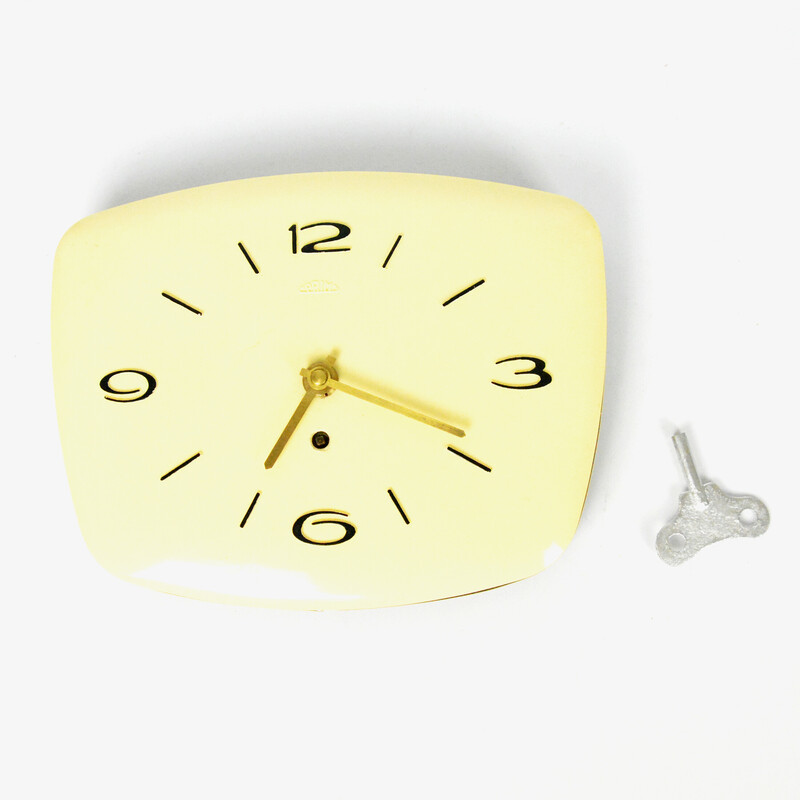 Mid-century mechanical wall clock by Prim, Czechoslovakia 1950s