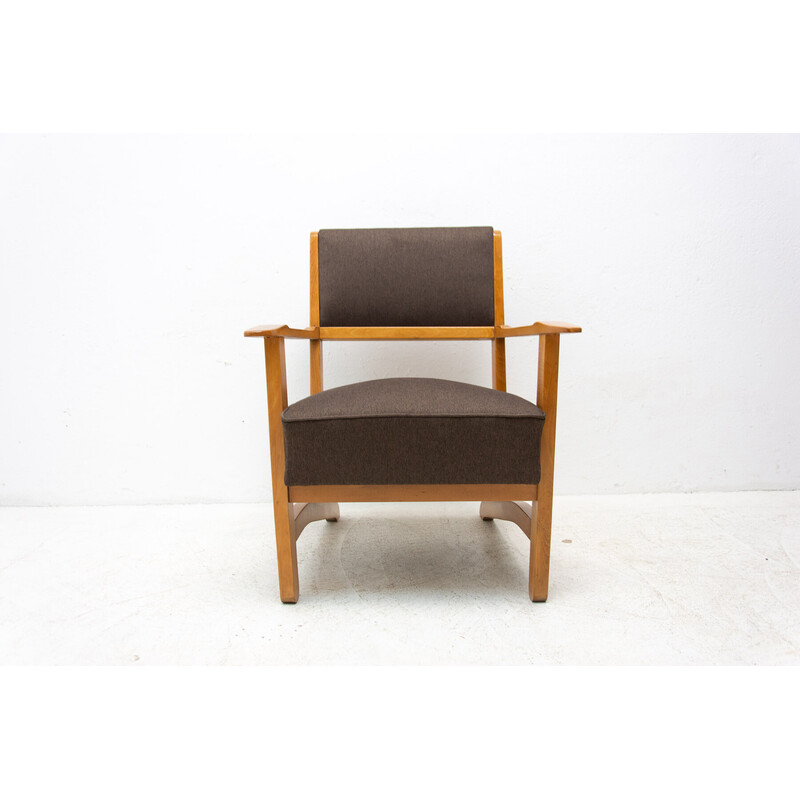 Paire de fauteuils vintage en hêtre et frêne, 1970