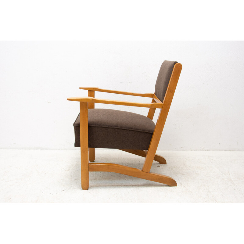 Pair of mid century armchairs in beech and ash wood, 1970s