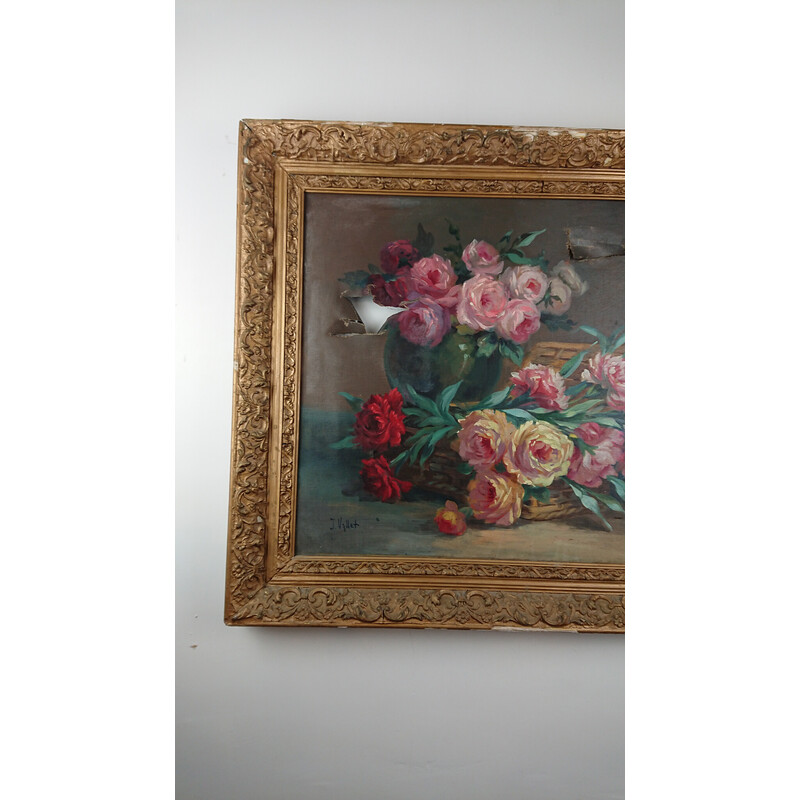Vintage-Gemälde Blumenstrauß von Jean Vallet