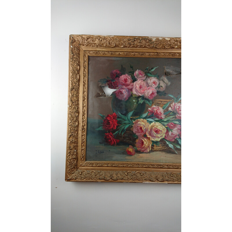 Vintage schilderij Boeket bloemen door Jean Vallet