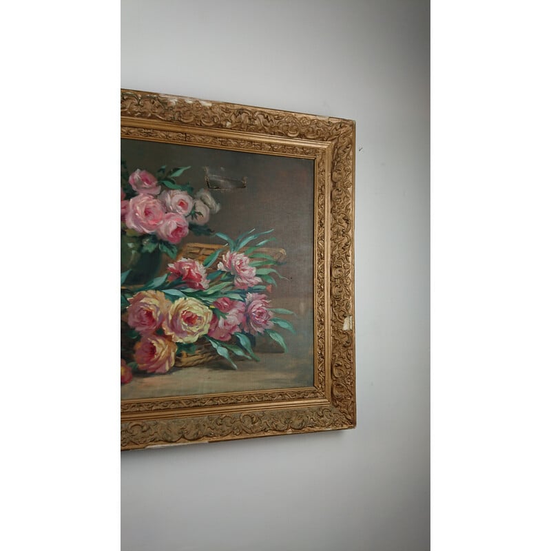 Vintage painting Bouquet of flowers by Jean Vallet
