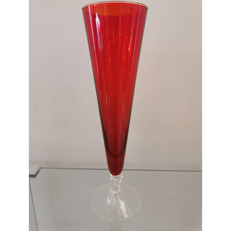 Set of 6 vintage Murano glass champagne flutes, 1960