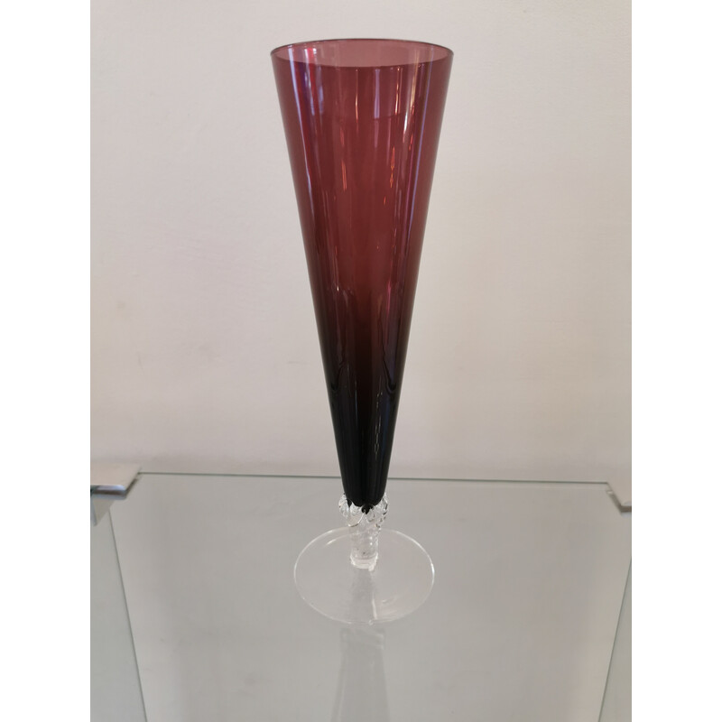 Set van 6 vintage Murano glazen champagneflessen, 1960
