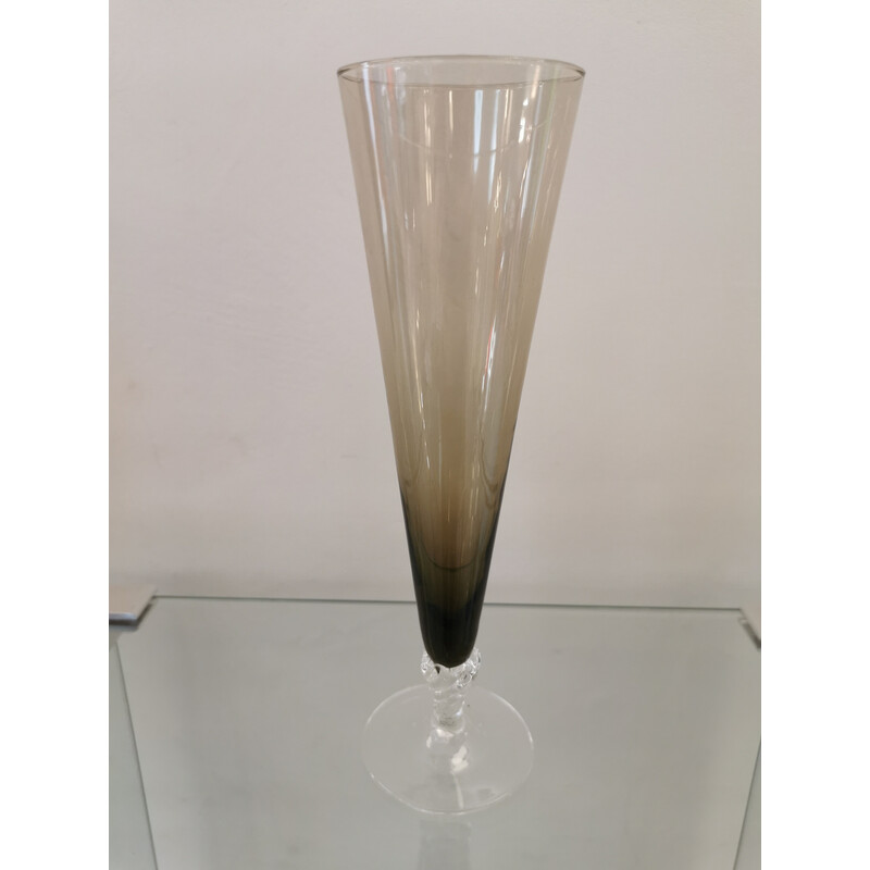 Set of 6 vintage Murano glass champagne flutes, 1960