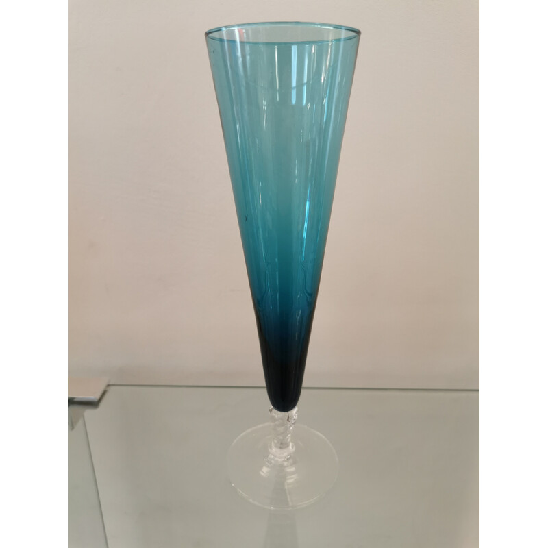 Lot de 6 flutes à champagne vintage en verre de Murano, 1960