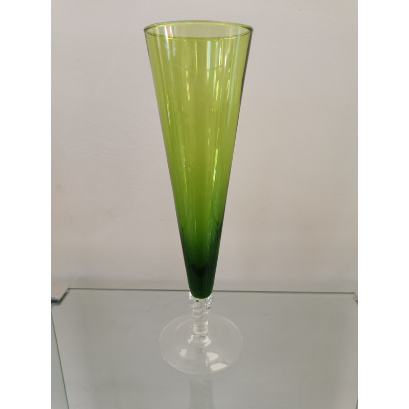 Set of 6 vintage Murano glass champagne flutes, 1960