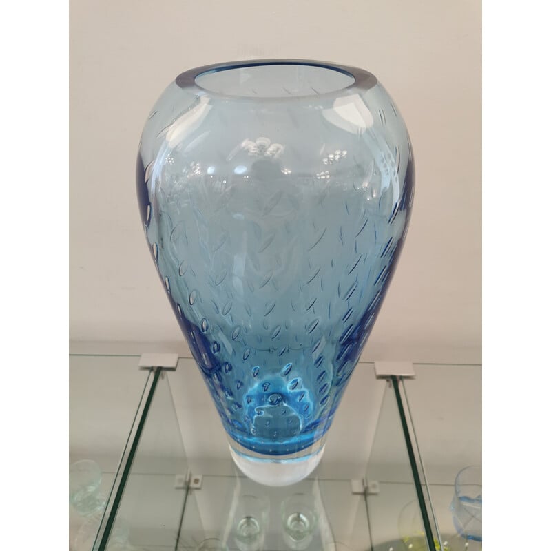 Vase vintage en verre soufflé bullé