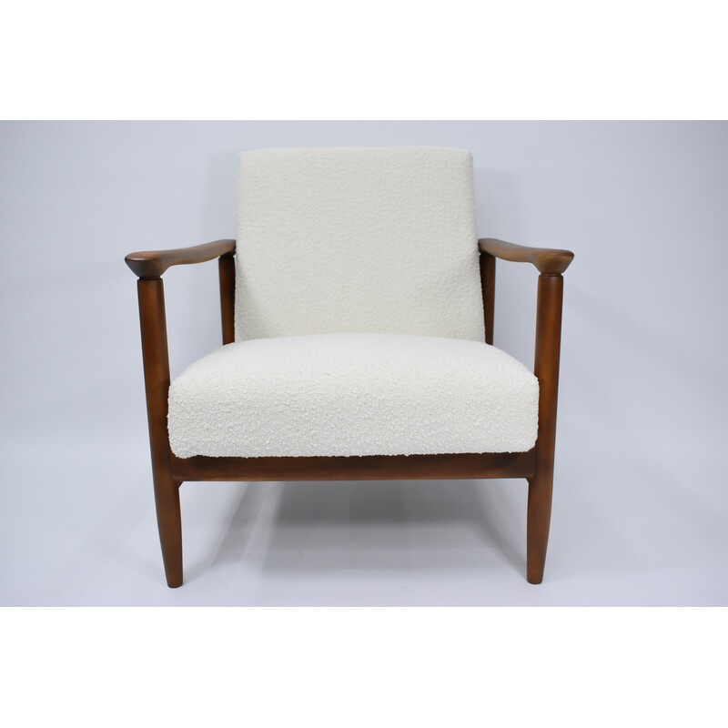 Vintage armchair in white boucle by E. Homma