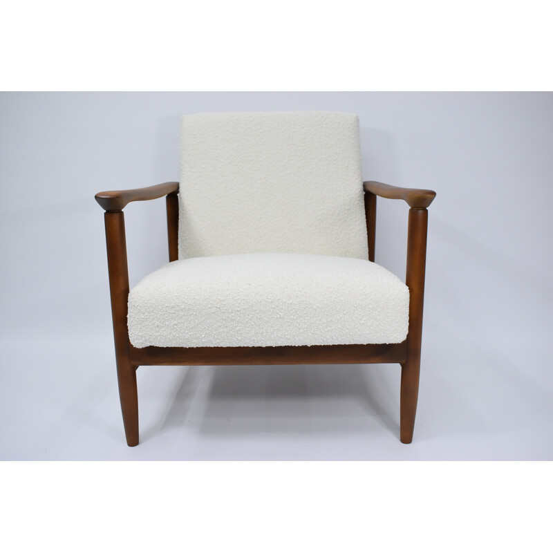 Vintage-Sessel aus weißem Bouclé von E. Homma