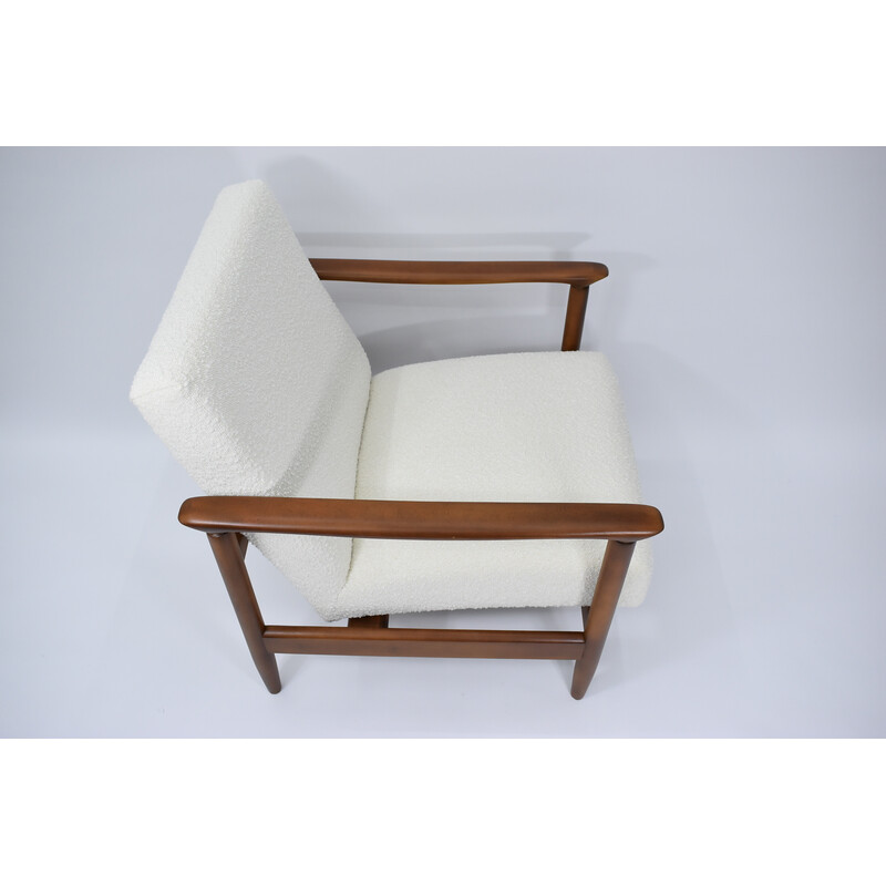 Vintage armchair in white boucle by E. Homma