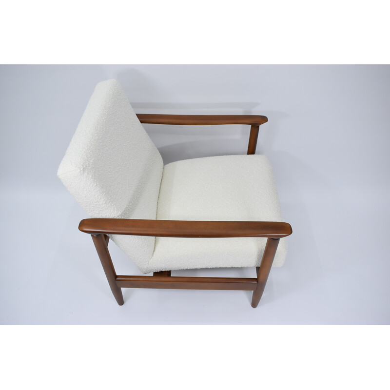 Vintage fauteuil in wit boucle van E. Homma