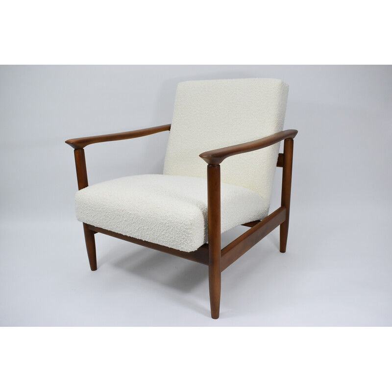 Vintage fauteuil in wit boucle van E. Homma