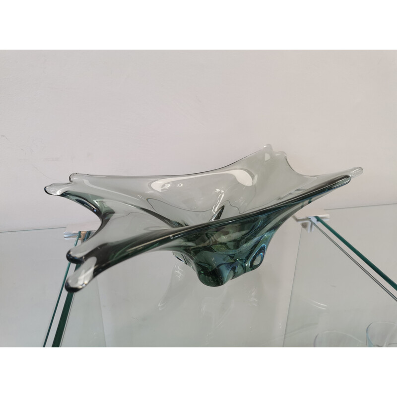 Taça de vidro soprado cinzento vintage, 1970