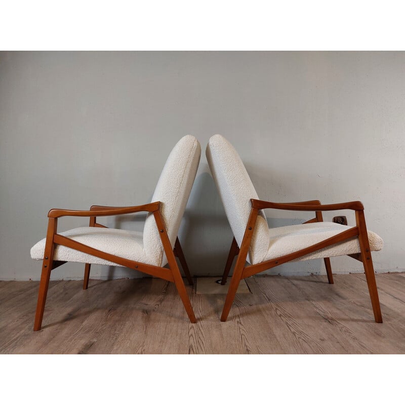 Vintage armchair in loop fabric by Jiri Jiroutek, Czechoslovakia 1960