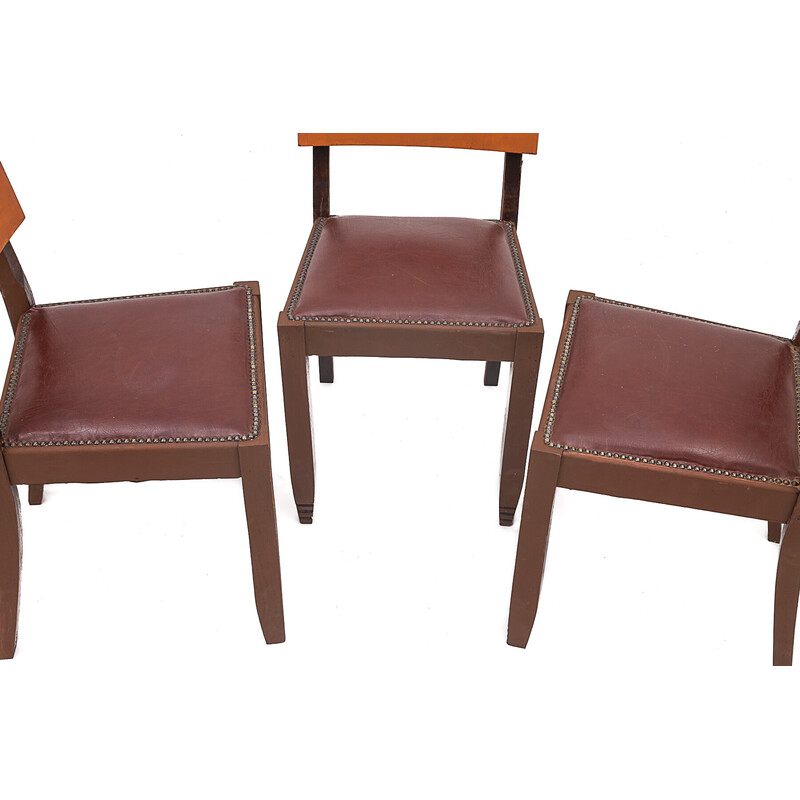Set van 6 vintage massief eiken stoelen, 1950