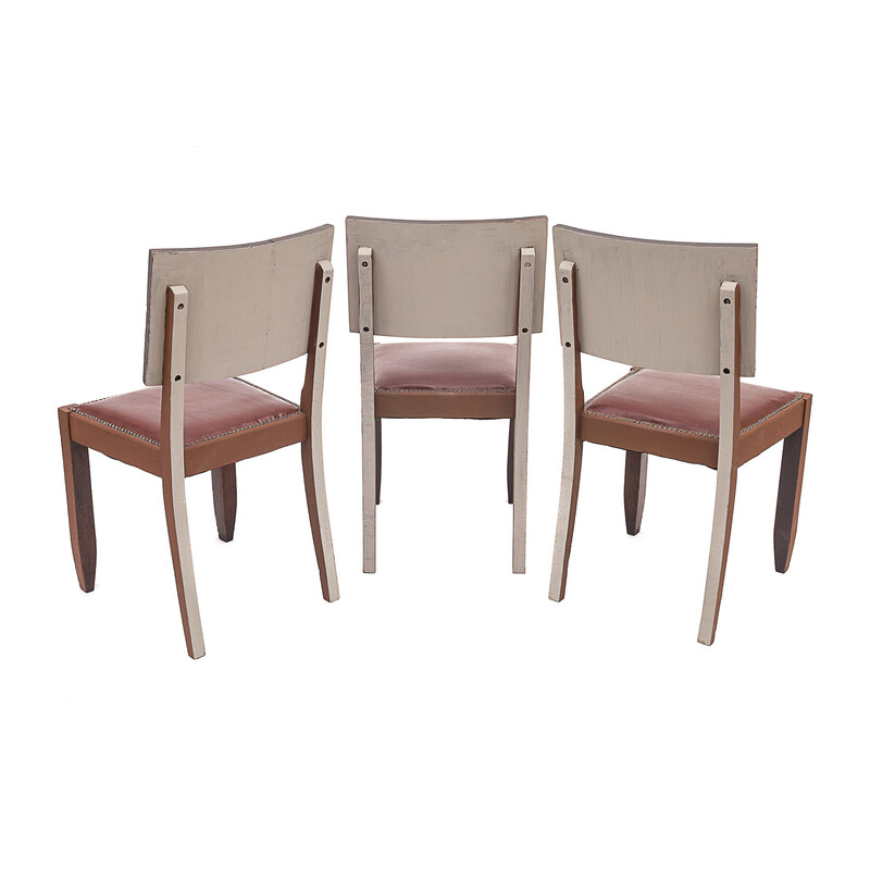 Conjunto de 6 cadeiras de carvalho maciço vintage, 1950