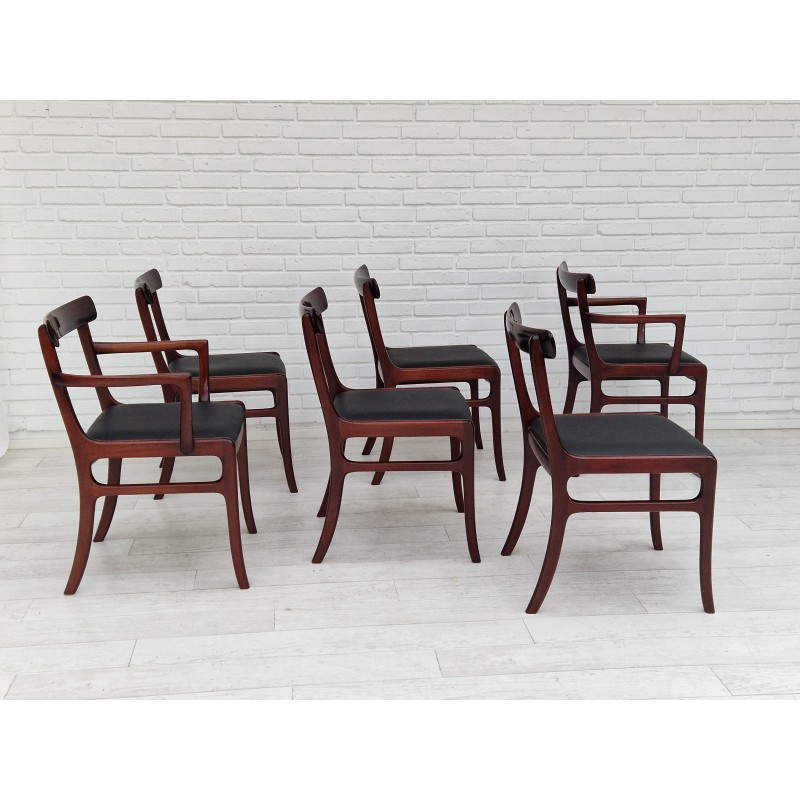 Set of 6 vintage Danish dining chairs by Ole Wanscher, 1970s