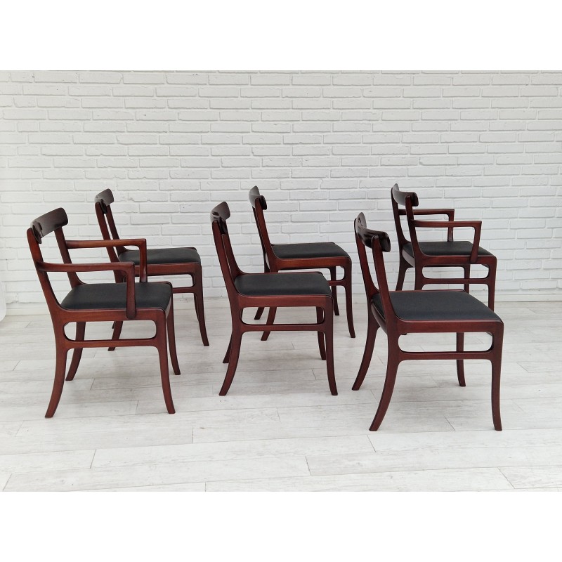 Set van 6 vintage Deense eetkamerstoelen van Ole Wanscher, 1970