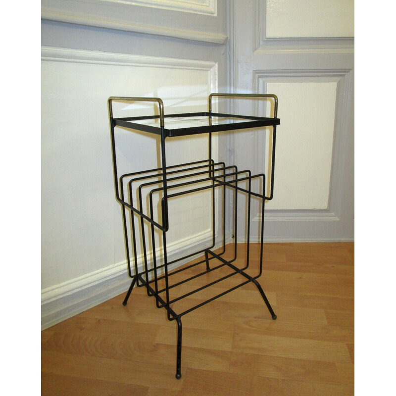 Bedside in black lacquered metal - 1950s