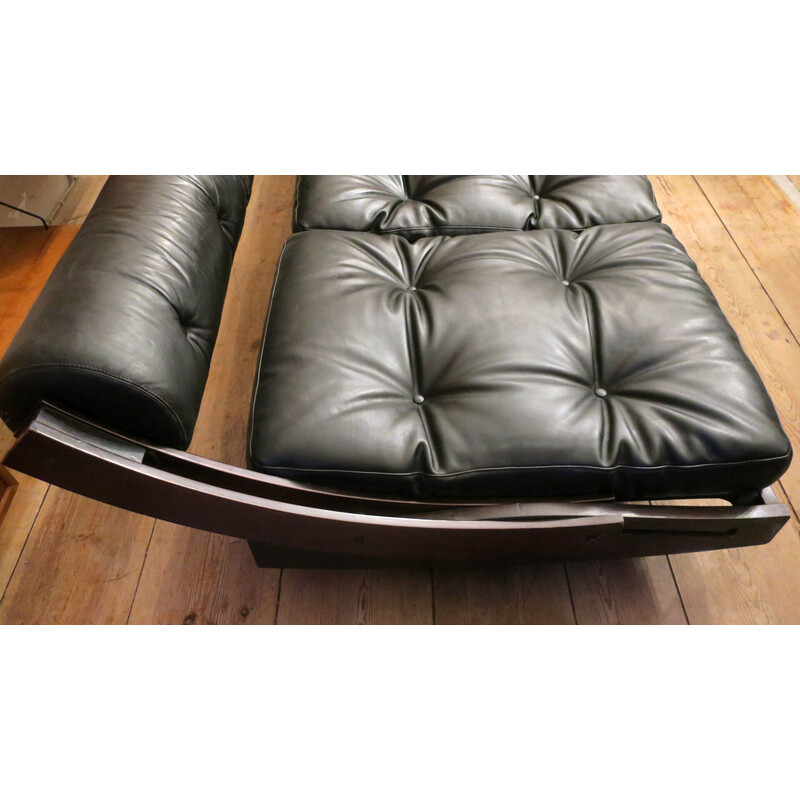 Vintage Gs195 rosewood and leather daybed by Gianni Songia for Sormani, 1963