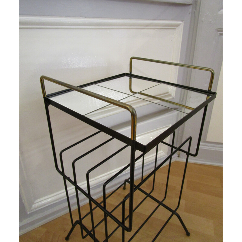 Bedside in black lacquered metal - 1950s