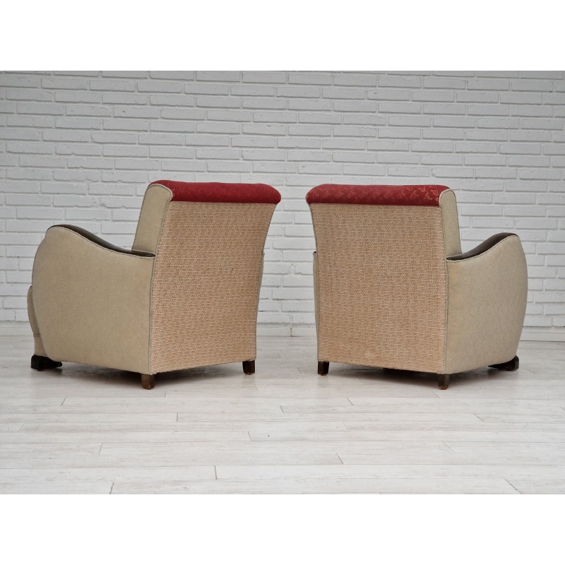 Paar vintage Scandinavische art deco fauteuils, 1950