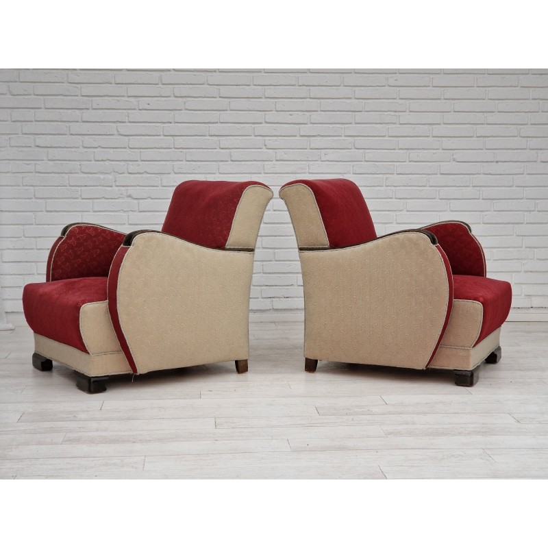 Pair of vintage Scandinavian art deco armchairs, 1950
