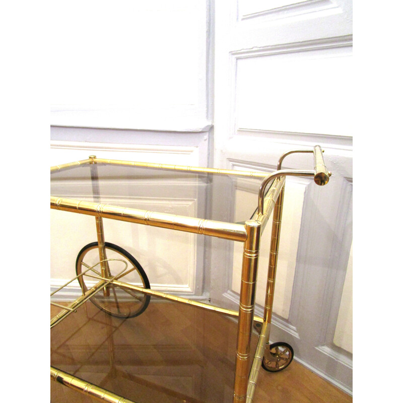 Rolling bar or gilded brass serving table - 1970s