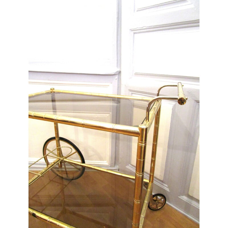 Rolling bar or gilded brass serving table - 1970s